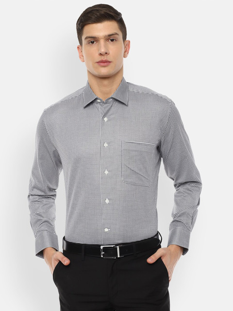 

Luxure by Louis Philippe Men Grey Micro Checks Checked Formal Shirt
