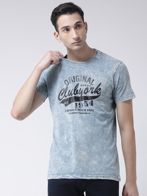 

Club York Men Blue Printed T-shirt