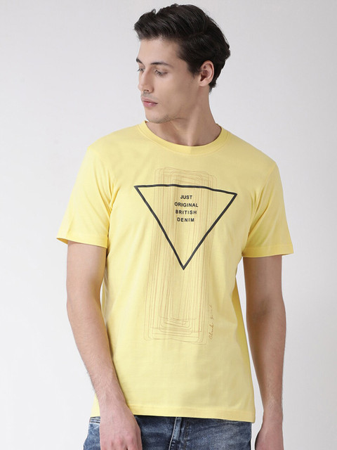 

Club York Men Yellow Typography Printed T-shirt