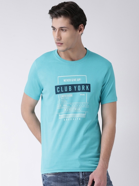 

Club York Men Sea Green Typography Printed Cotton T-shirt