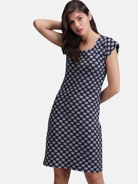 

UrGear Navy Blue Jacquard Sheath Dress