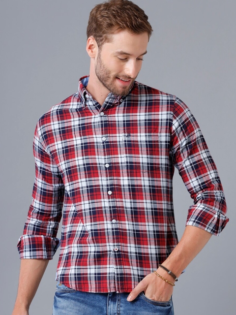 

Double Two Men Red Smart Tartan Checked Casual Shirt