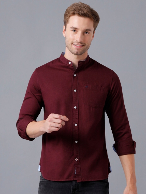 

Double Two Men Maroon Smart Casual Shirt