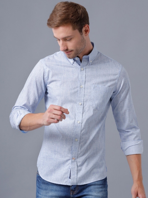 

Double Two Men Blue Smart Regular Fit Cotton Casual Shirt
