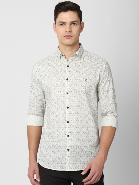 

V Dot Men Grey Slim Fit Printed Pure Cotton Casual Shirt