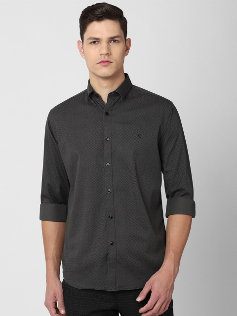 

V Dot Men Grey Slim Fit Printed Pure Cotton Casual Shirt
