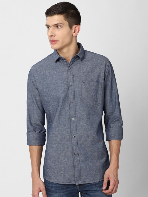 

VAN HEUSEN DENIM LABS Men Navy Blue Slim Fit Cotton Casual Shirt
