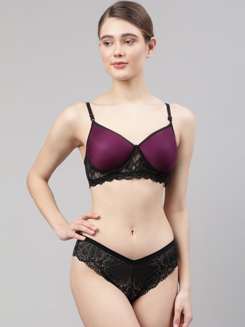 

PrettyCat Burgundy & Black Lace Lingerie Set PC-SET-6057-WHN