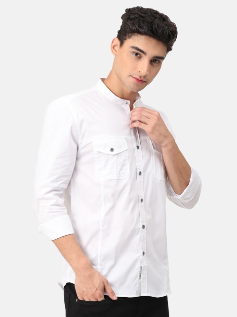 

Snitch Men White Slim Fit Casual Shirt