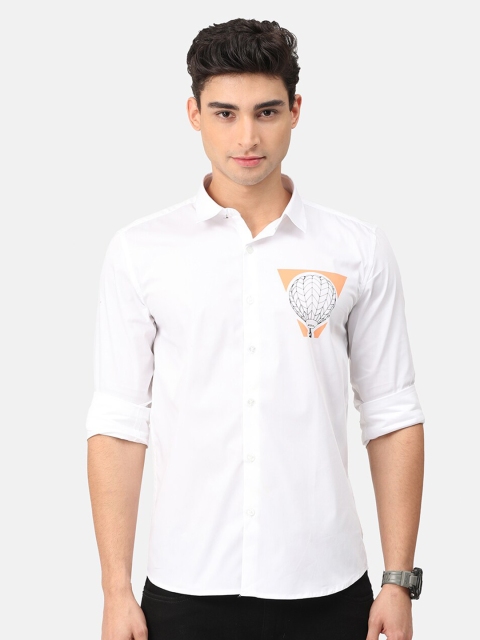 

Snitch Men White Slim Fit Casual Shirt