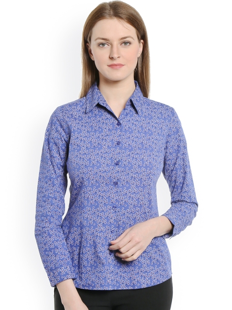 

Bombay High Women Blue Printed Slim Fit Casual Shirt