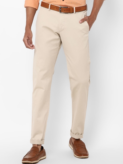 

Allen Solly Men Beige Solid Slim Fit Cotton Trousers