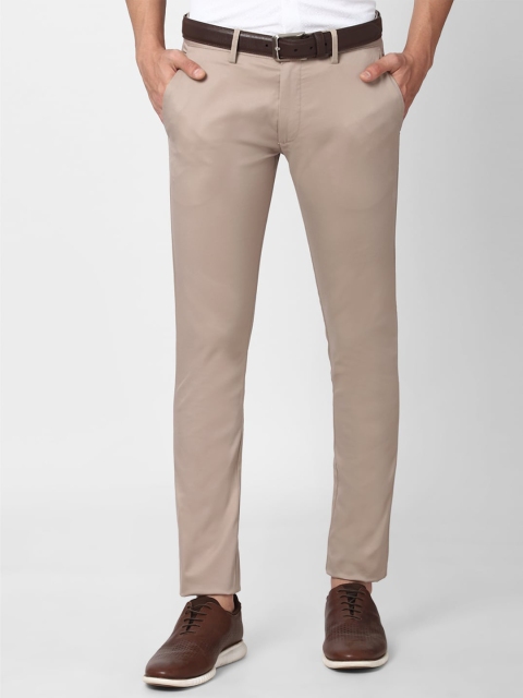 

Peter England Casuals Men Beige Textured Skinny Fit Cotton Trousers