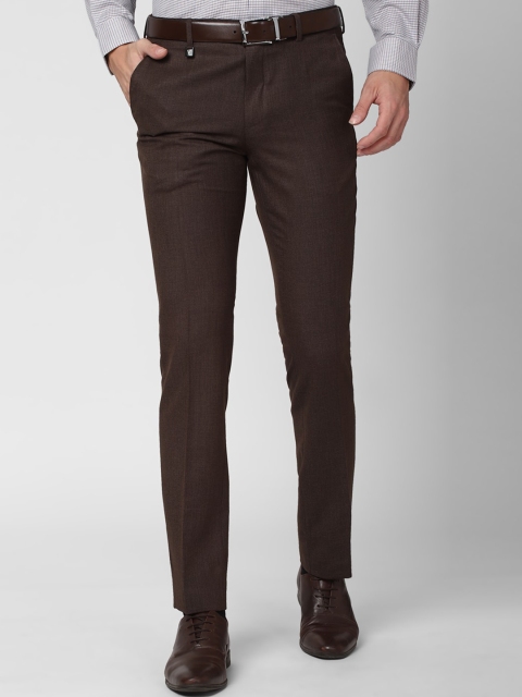 

V Dot Men Brown Textured Skinny Fit Trousers