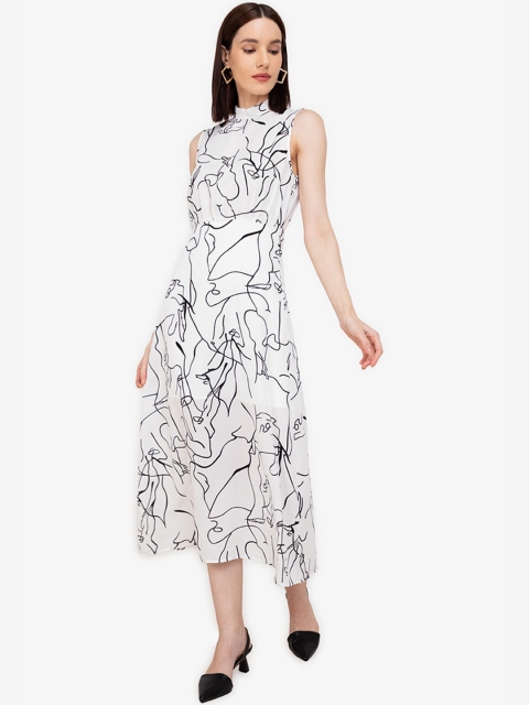 

ZALORA WORK White & Black High Neck Sleeveless Dress