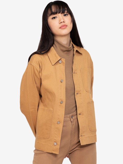 

ZALORA BASICS Women Brown Windcheater Denim Jacket