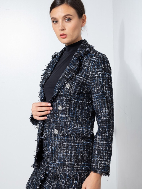 

ZALORA OCCASION Women Black & White Single Breast Blazer