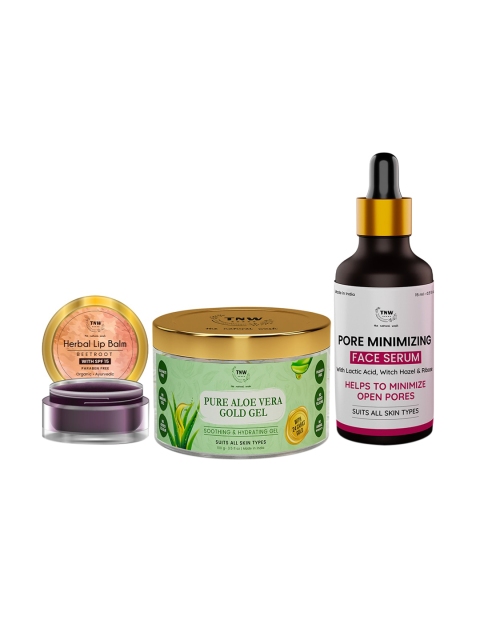 

TNW the natural wash Set of 3 Pure Aloe Vera Gold Gel 100 gm, Beetroot Lip Balm 5 gm & Glow Face Serum 30 ml, Off white