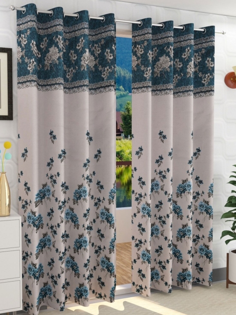 

Fresh From Loom Turquoise Blue Printed Room Darkening Door Curtain