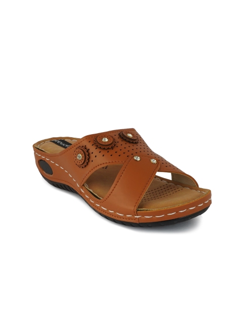 

VAYONAA Women Tan Brown Embellished Open Toe Flats