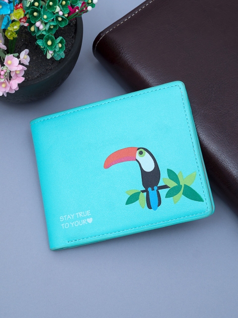 

Golden Peacock Women Sea Green Animal Printed PU Money Clip