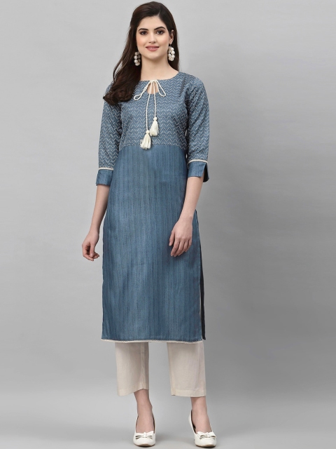 

KALINI Women Grey Geometric Yoke Design Kurta