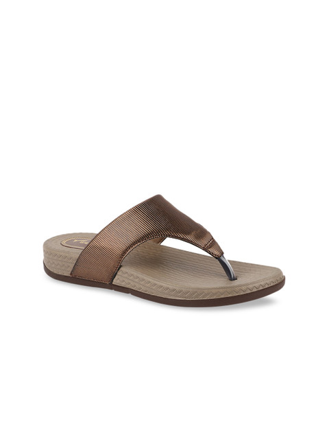 

WELCOME Women Copper-Toned Textured Open Toe Flats