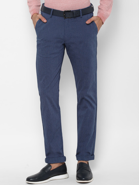 

Allen Solly Men Blue Textured Slim Fit Trousers