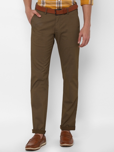 

Allen Solly Men Brown Textured Slim Fit Trousers