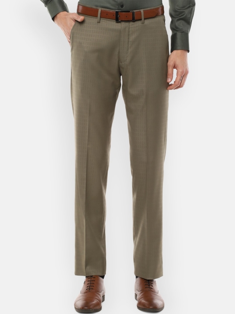 

Louis Philippe Men Brown Textured Formal Trousers