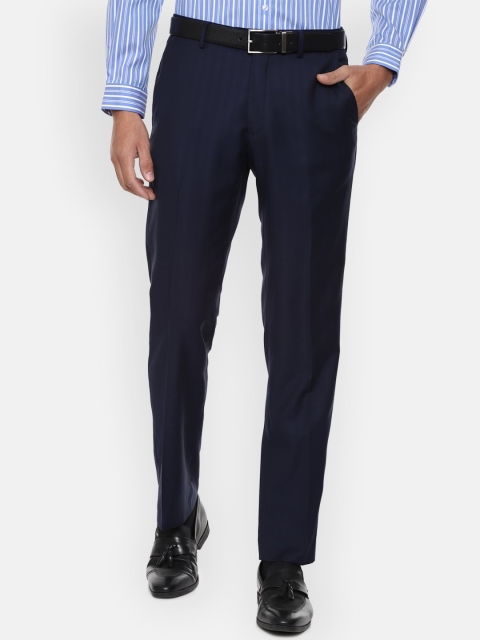 

Louis Philippe Men Navy Blue Solid Trousers