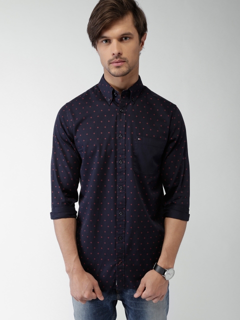 

Tommy Hilfiger Navy Slim Fit Printed Casual Shirt, Navy blue