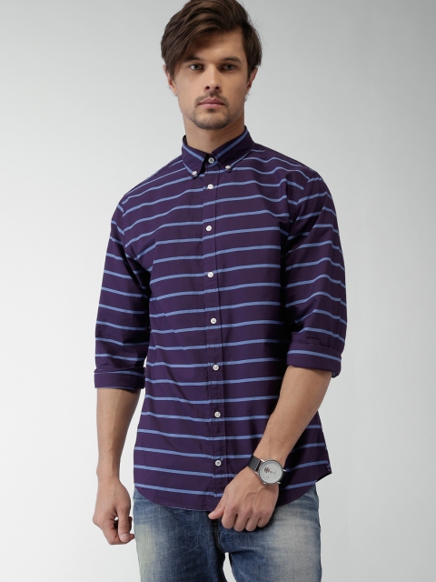 

Tommy Hilfiger Purple & Blue New York Fit Striped Casual Shirt