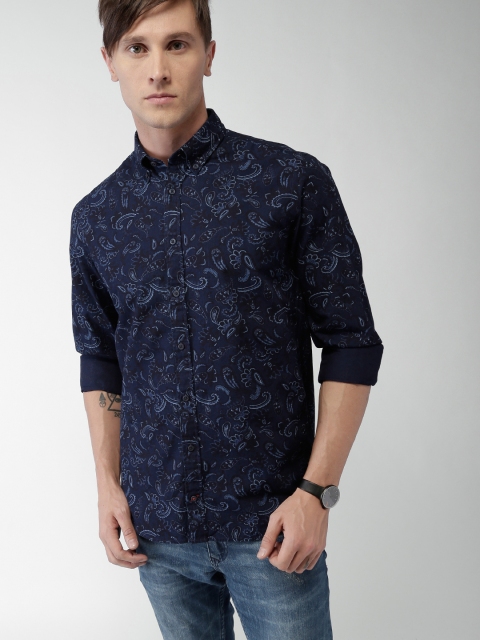 

Tommy Hilfiger Navy New York Fit Printed Casual Shirt, Navy blue