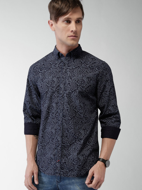 

Tommy Hilfiger Navy Printed Casual Shirt, Navy blue