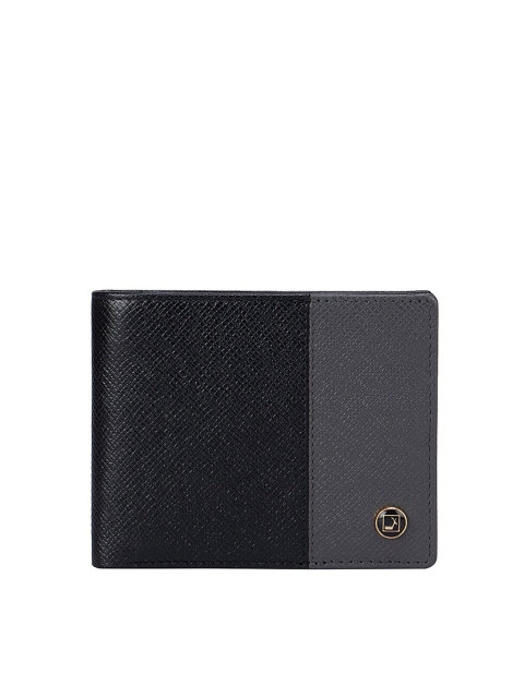 

Da Milano Men Black & Grey Colourblocked Leather Two Fold Wallet