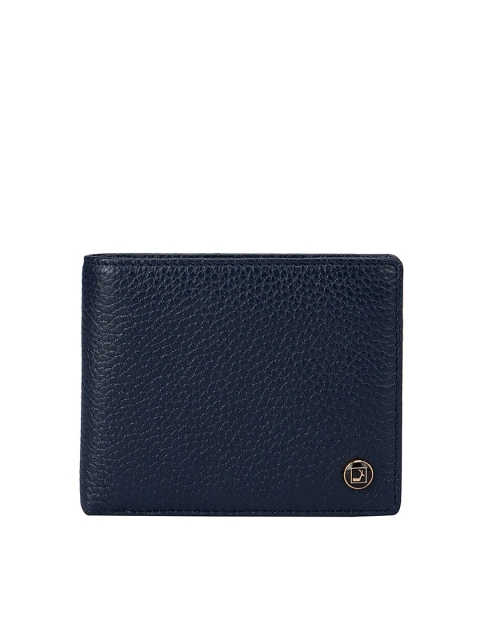 

Da Milano Men Blue Textured Leather Two Fold Wallet