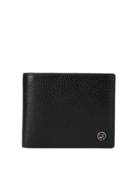 

Da Milano Men Black Textured Leather Two Fold Wallet