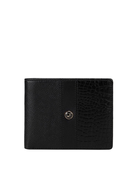 

Da Milano Men Black Textured Leather Two Fold Wallet