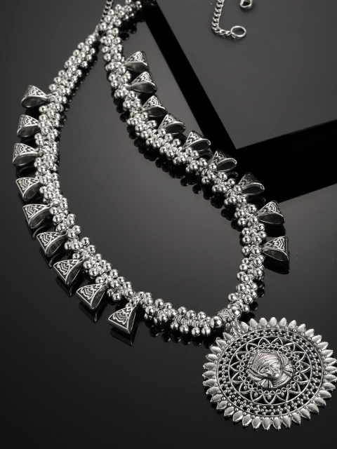 

PANASH Silver-Toned German Silver Oxidised Necklace