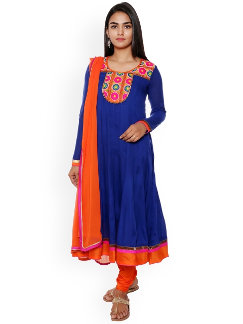 

SUTI Women Blue Floral Printed Pure Cotton Kurta with Salwar & With Dupatta