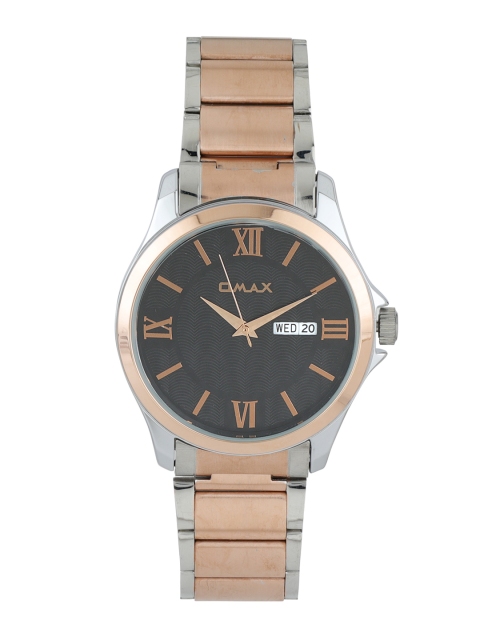 

Omax Men Dial & Rose Gold Toned Stainless Steel Bracelet Style Straps Analogue Watch BGS317, Black