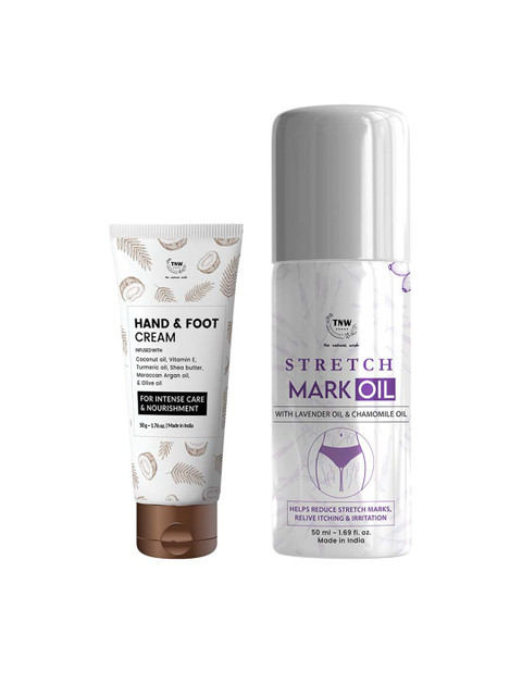 

TNW the natural wash Combo of 2- Stretch Mark Oil & Hand And Foot Cream, Off white
