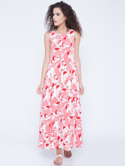 

Tokyo Talkies Women Red & White Printed Maxi Dress