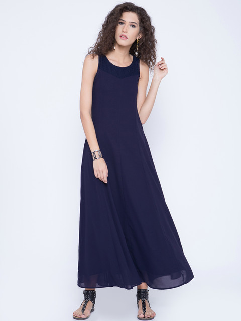 

Tokyo Talkies Women Navy Maxi Dress, Navy blue