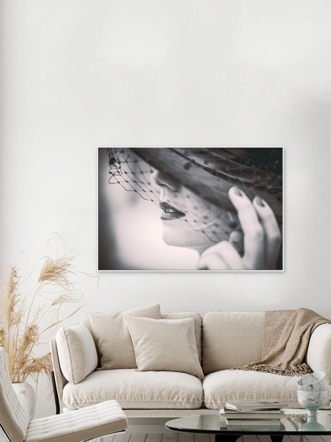 

WALLMANTRA White & Grey The beauty of elegance Framed Canvas Wall Painting