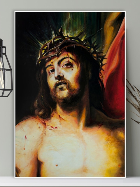 

WALLMANTRA Multicoloured Jesus Christ Canvas Wall Painting, Multi