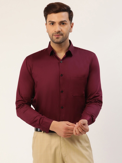 

JAINISH Men Maroon Smart Slim Fit Pure Cotton Formal Shirt