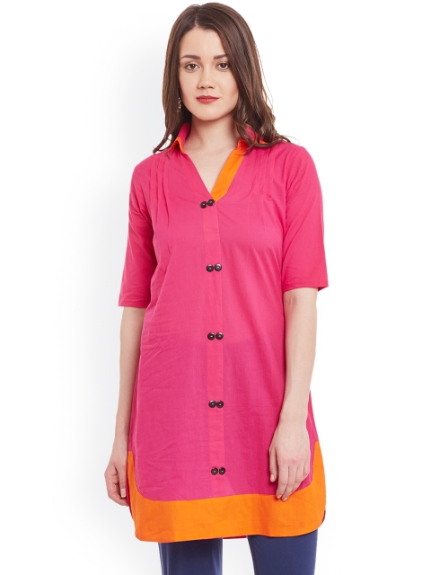 

Pannkh Women Pink Solid Straight Kurta