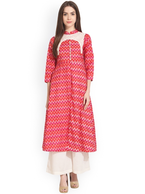 

Nayo Women Red Printed A-Line Kurta